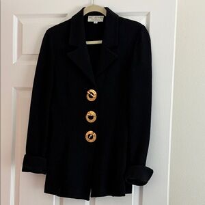 St. John Black Blazer with Gold Buttons